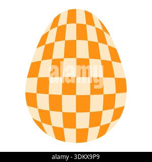 Easter eggs with retro groovy patterns in 60s-70s style. Groovy hippie Happy Easter with distorted psychedelic design. Vector Stock Vector