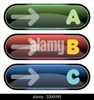Letters signs on colorful panels Stock Vector
