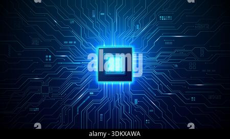 Modern microchip design featuring circuit pathways Stock Vector
