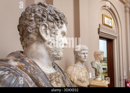 Port Sunlight, UK, January 17 2026: Busts of Roman emperors in the Lady Lever Art Gallery. Stock Photo