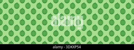 horizontal beautiful seamless green circle watermelon pattern on green background. Stock Vector