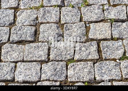 Background of cobblestones making from rough stone blocks Stock Photo