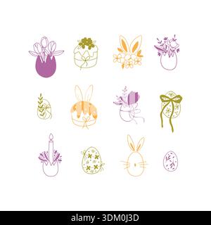 Happy Easter hand drawn art drawing Stock Vector