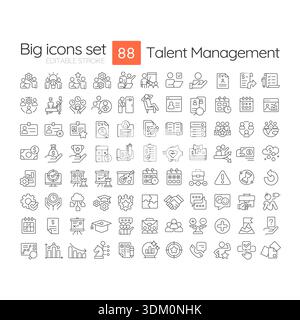 Talent management line icons big set Stock Vector