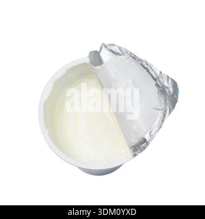 an open yogurt pot on a transparent background Stock Photo