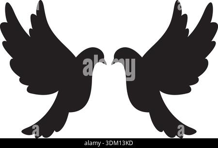 Two Doves Silhouette. Vector Illustration. Stock Vector