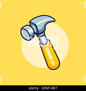 Title: Cute Cartoon Claw Hammer Tool Vector Illustration Flat Design Stock Vector