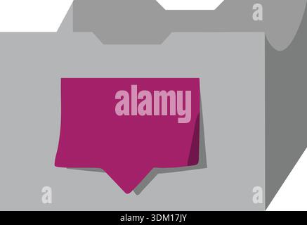 Simple folder icon with a pink tab label on the front in a muted gray frame Stock Vector