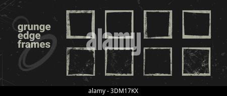 Vintage grunge frame with rough black edges and torn paper texture. Retro border design for posters, overlays, and creative collage projects with Stock Vector