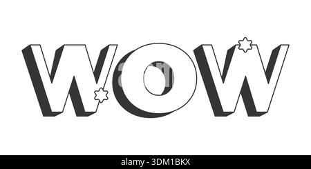 Wow bold black and white 3D text Stock Vector