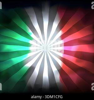 Italy abstract flag background with sun rays for creative design. Watercolor abstract dark background. Italian flag color grunge texture Stock Vector