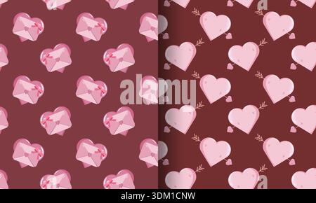 Valentine s Day Patterns Envelopes Arrows Stock Vector