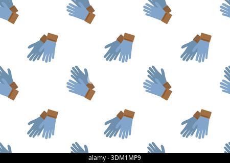 Seamless pattern with gardening gloves. Summer series of flat illustrations. Tools for growing plants, gardening, and vegetable gardening. Stock Vector