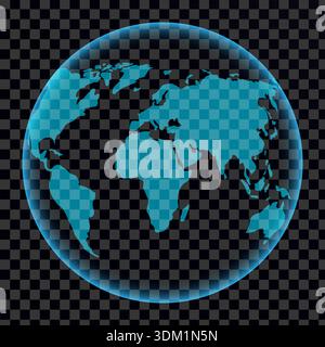 Blue checkered globe floating against dark checkerboard background. Stock Vector