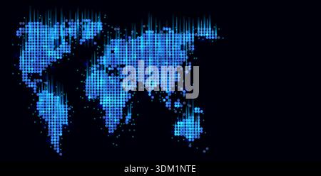Dot matrix map shows global connectivity through data visualization. Stock Vector