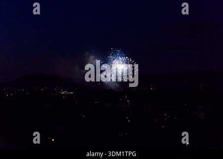 Beautiful fireworks over Bern city in Switzerland Stock Photo