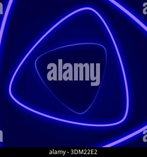 Abstract background with glowing neon light lines forming a tunnel shape. Repeating purple and blue triangles creating a modern design Stock Photo