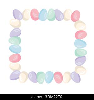 A square frame with colorful Easter eggs. A vector board with Easter attributes. Perfect for prints, invitations, cards, and other Easter-themed desig Stock Vector