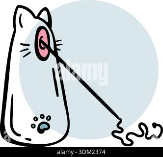 Automatic cat laser toy icon, smart interactive feline teaser in minimalist shape for active pet play and entertainment, vector doodle. Stock Vector