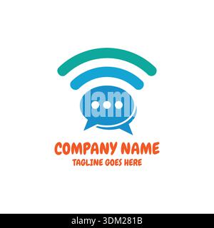 Modern Vector Logo Featuring A Chat Bubble With WiFi Signal Representing Online Communication And Digital Messaging. Stock Vector