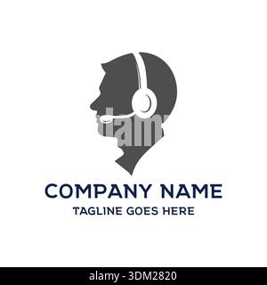 Professional Customer Service Logo Featuring Headset Operator Solution For Business Support Stock Vector