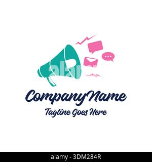 Digital Marketing Strategy Logo With Megaphone Social Media Message And Email Icons Stock Vector