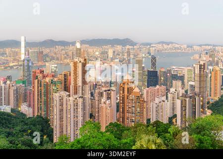 Awesome aerial view of Hong Kong from Victoria Peak Stock Photo