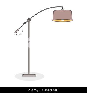 Modern Curved Floor Lamp Vector Illustration with Warm Ambient Light for Minimalist Interior Decor Stock Vector