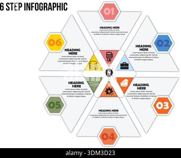 Six Step Hexagonal Process Infographic Template Stock Vector