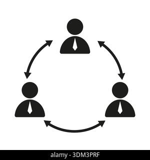 Teamwork cycle icon. Business group symbol. Vector human circle. People interaction emblem. EPS 10. Stock Vector