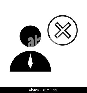 Delete user icon. Remove member symbol. Vector person profile. Account cross emblem. EPS 10. Stock Vector