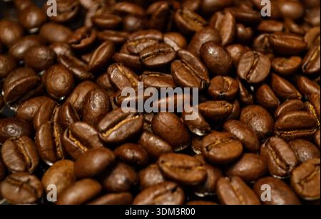 Roasted coffee beans background, full frame texture Stock Photo