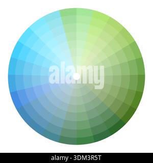 Professionalized colored wheels. Circularity palettes Vector. Graduated spectrums charts. Comprehensive gradients guidebook. EPS 10. Stock Vector