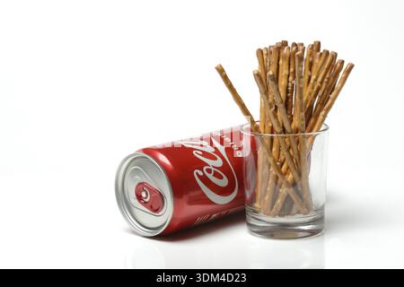 Pretzel sticks and cola Stock Photo