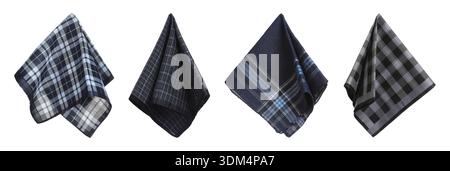 Different fabric handkerchiefs isolated on white, set Stock Photo
