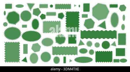 Set of monochrome green wavy shapes. Organic blobs and geometric forms for nature themes, eco graphics and fresh layouts. Single hue silhouette vector illustration. Stock Vector