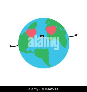 Planet Earth in love. Vector flat illustration isolated on a white background. Stock Vector