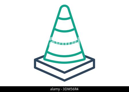 Traffic cone icon. line icon style. icon related to warning. work safety elements vector illustration Stock Vector
