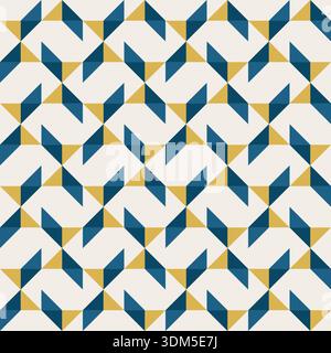 Geometric precision aesthetic, color block tessellation modern seamless vector patterns. Neutral retro colors. Repeatable design for fabric collection Stock Vector