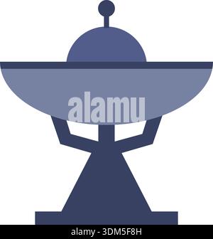 Flat illustration of a satellite dish antenna on a stand with a rounded receiver head Stock Vector