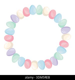 A round frame with colorful Easter eggs. A vector board with Easter attributes. Perfect for prints, invitations, cards, and other Easter-themed design Stock Vector