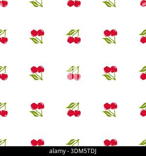 cherry seamless pattern on white background Stock Vector