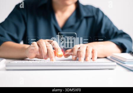 Document management in business involves securing information and files in cyberspace using advanced office technology. document, management, involves Stock Photo