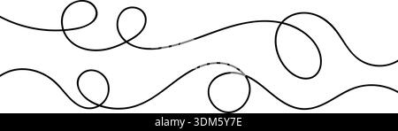 Continuous squiggle cable line creating abstract wavy vector illustration with flowing squiggles. Stock Vector