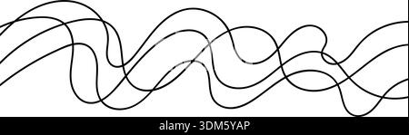 Continuous squiggle cable line creating abstract wavy vector illustration with flowing squiggles. Stock Vector