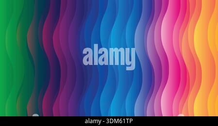 3D abstract waves, rainbow backgrounds, wavy 3D texture, colorful waves texture, colorful backgrounds, HD wallpaper Stock Vector