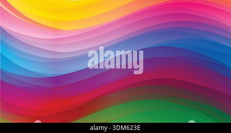 abstract rainbow waves backgrounds, wavy texture, colorful waves texture, colorful backgrounds, HD wallpaper Stock Vector