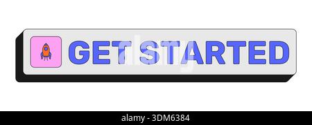 Get started rectangular UI web button Stock Vector