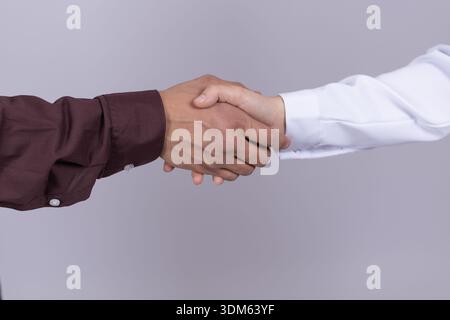 Handshake between two professionals in business shirts Stock Photo