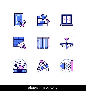 Repair services - line design style icons set Stock Vector